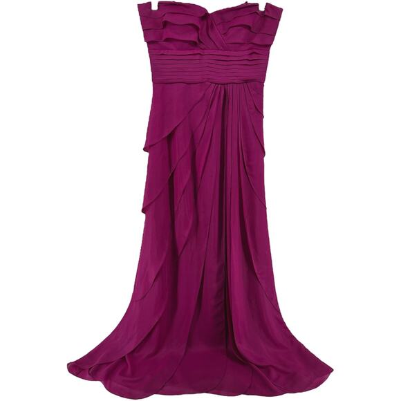 Cache Evening Gown Chiffon Strapless Maxi Sweetheart Empire Waist Magenta 4 - Picture 2 of 8